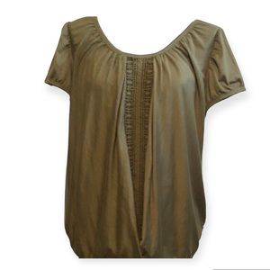 2 Piece Olive Green Cato Top Set Gathered Ruched Bottom Front Lace Front Panel